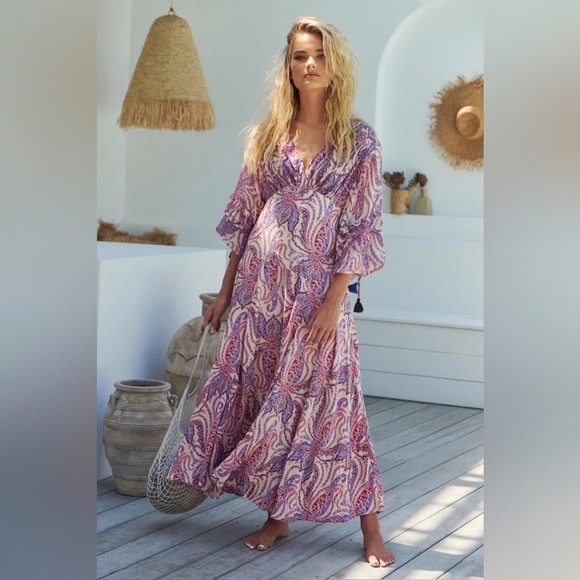 Free People Dresses & Skirts - Free People Mirage Paisley Boho Maxi Dress Size 4 Small Western  Wedding Guest